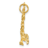 10K Yellow Gold Solid Eagle Charm with Polished Diamond-Cut Finish 25mm